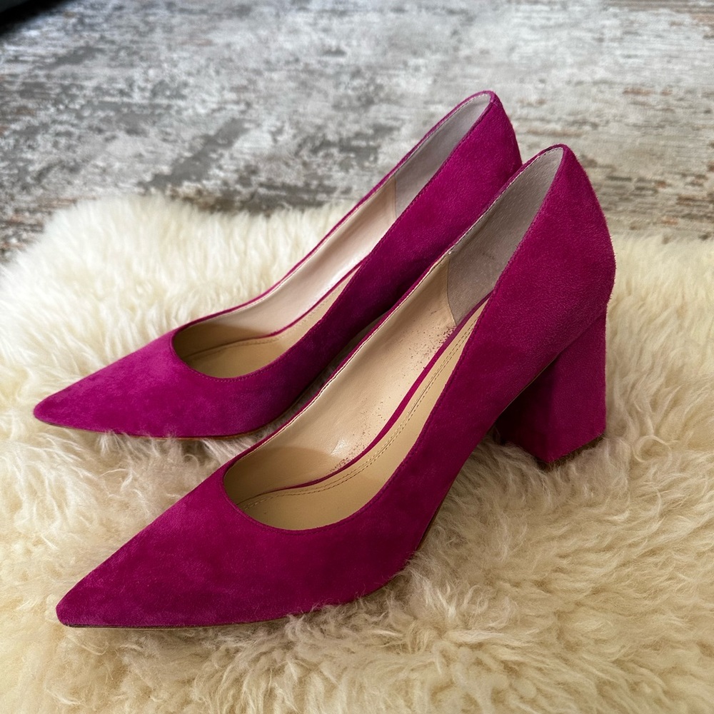 Marc Fisher Zala block heel pink suede sz 10